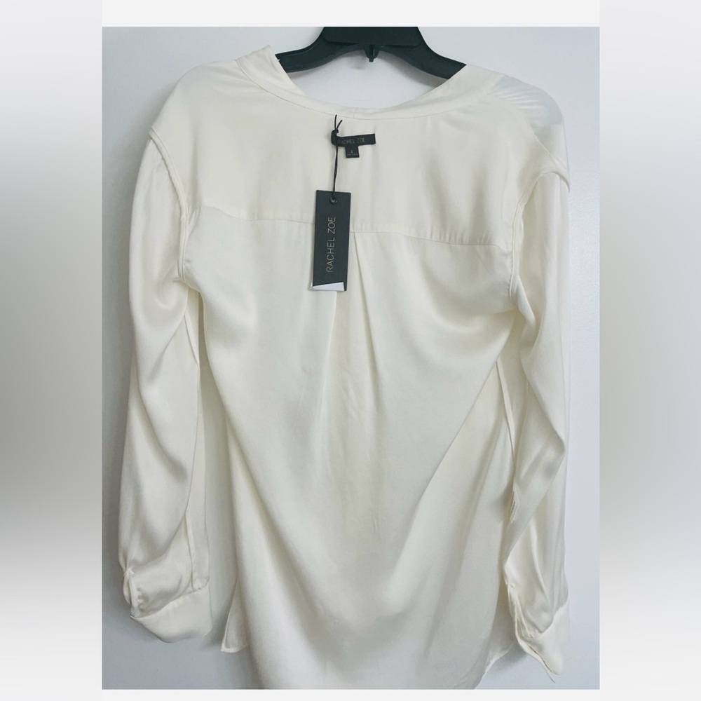 Rachel Zoe SILK Elegant Removable tie,Long Sleeve Cream /White Blouse  $325 S M - Picture 7 of 10